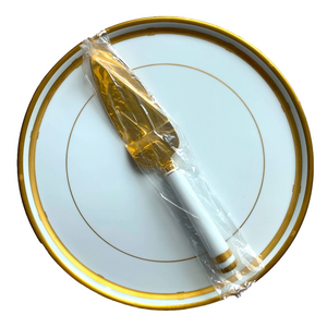 NEW Vintage Gold Christian Dior Cake Plate + Knife